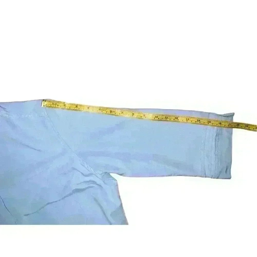 Weekend Clothes Line Sz L blue preppy 3/4 sleeve Collar Button Coastal - Picture 9 of 9